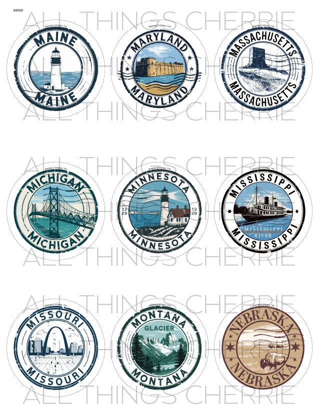 US State Stamp Magnet