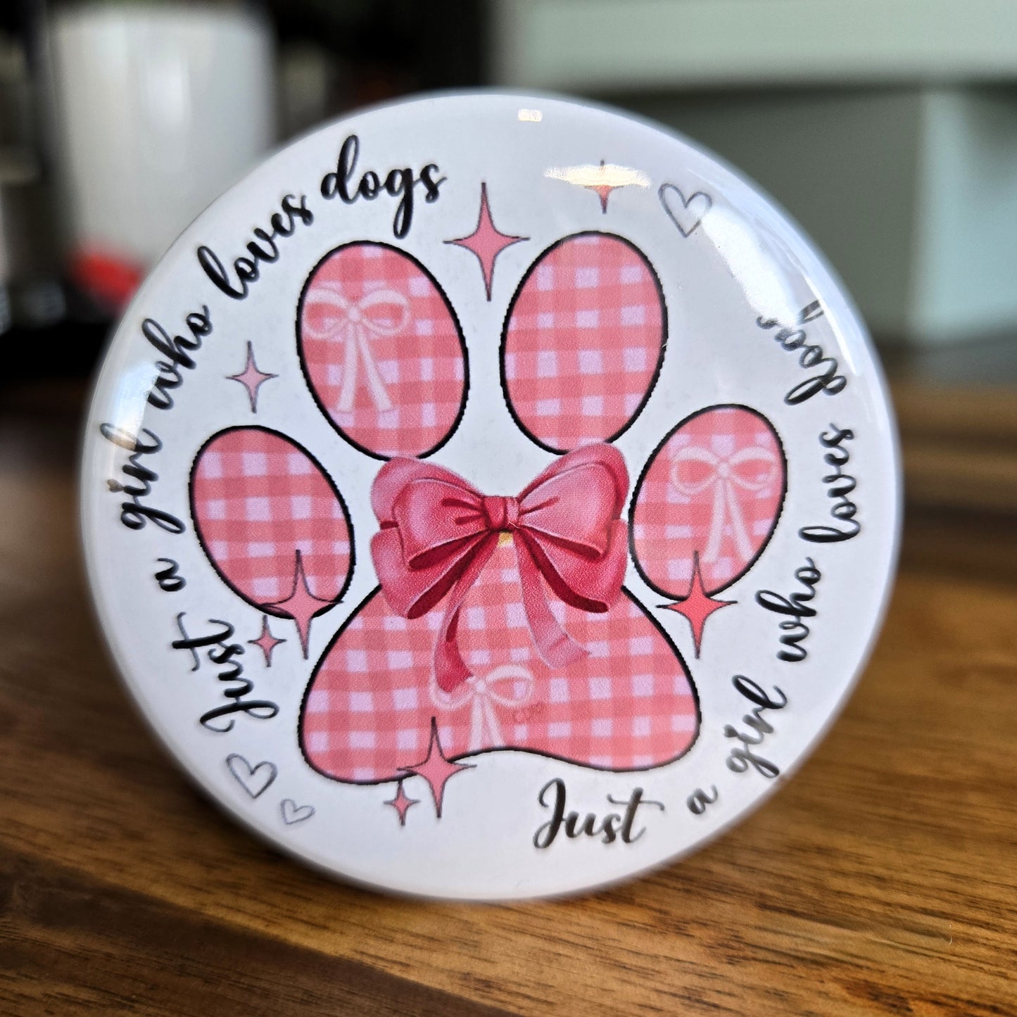 "Just a Girl Who Loves Dogs" Pawprint Magnet