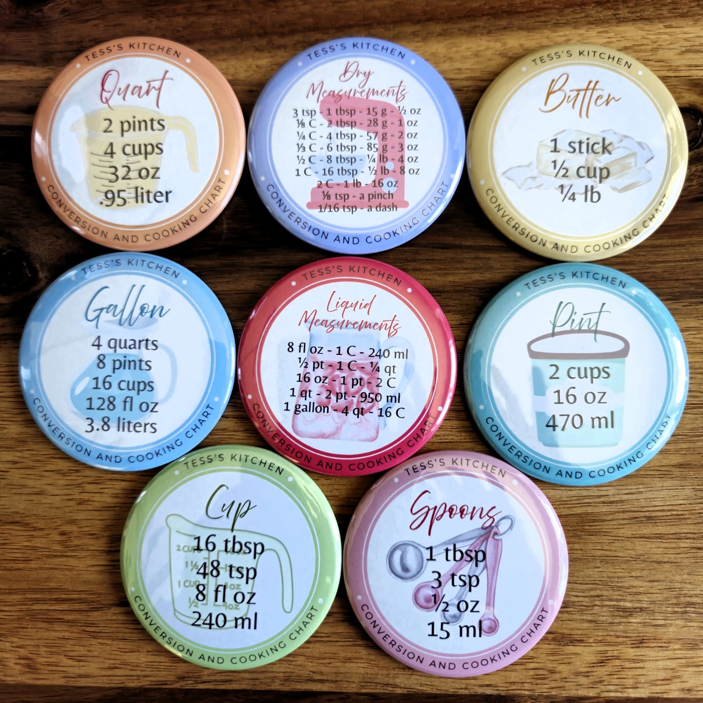 Personalized Kitchen Conversion Chart Magnets