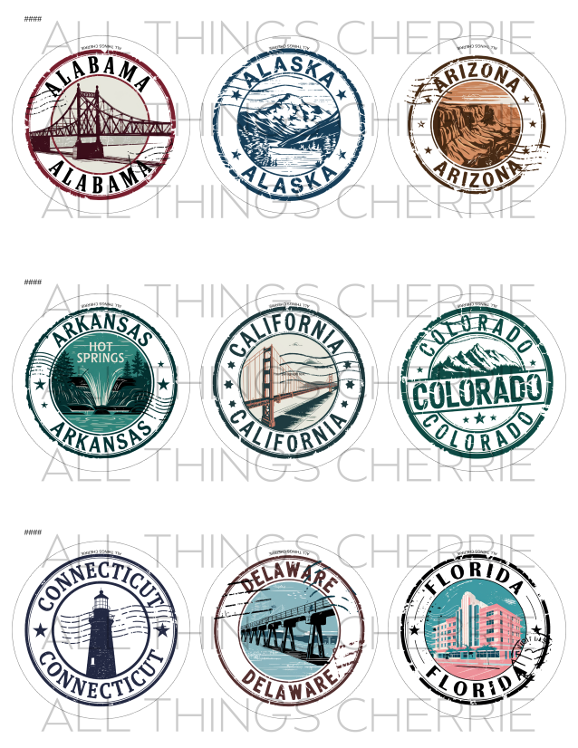 US State Stamp Magnet