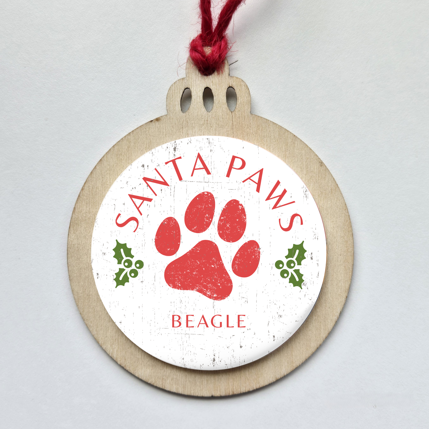 Santa paws, beagle, Christmas ornament, dog breed, holiday, pet lover