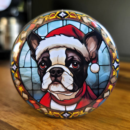 Boston Terrier Dog Christmas Magnet