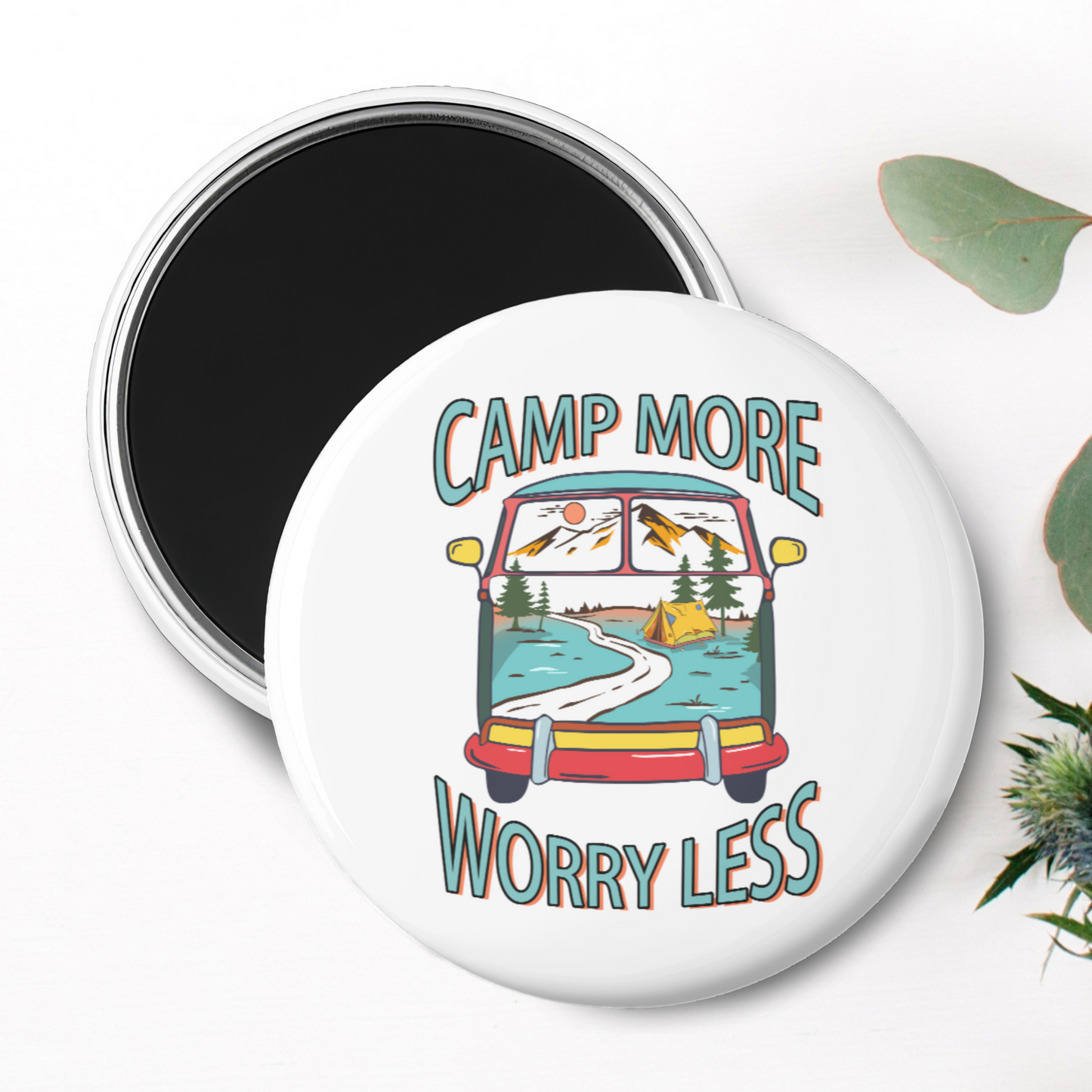 "Camp More Worry Less" Magnet