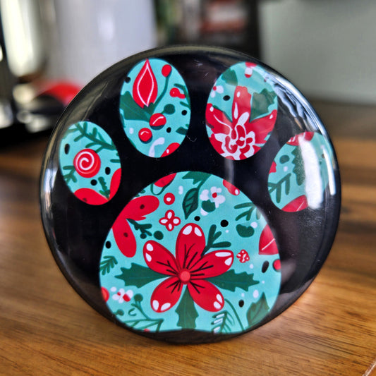 Floral Holiday Pawprint Magnet