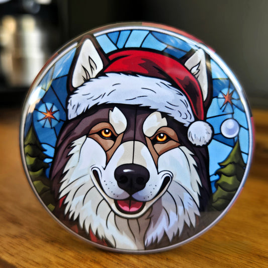 Husky Dog Christmas Magnet