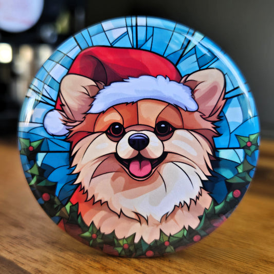 Pomeranian Dog Christmas Magnet