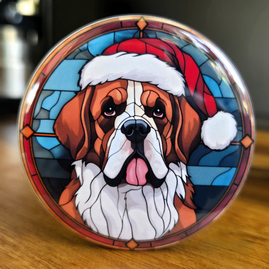 St. Bernard Dog Christmas Magnet
